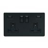 Eurolite Concealed 3mm 2 Gang USB Socket Matt Black