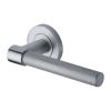 Heritage Brass Door Handle Lever on Rose Phoenix Knurled Design Satin Chrome Finish