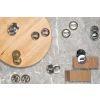 Mediterranean Key Escutcheons on Round Rose - Satin Nickel/Polished Nickel