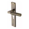 Heritage Brass Bauhaus Knurled Euro Profile Door Handle on 200mm Plate Antique Brass finish