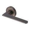 Heritage Brass Door Handle Lever Latch on Round Rose Pyramid Design Matt Bronze finish