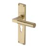 Heritage Brass Bauhaus Hammered Euro Profile Door Handle on 200mm Plate Satin Brass finish