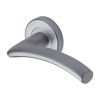 Heritage Brass Door Handle Lever Latch on Round Rose Centaur Design Satin Chrome finish