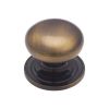 Heritage Brass Cabinet Knob Victorian Round Design with base 38mm Antique Brass finish