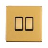 Eurolite Concealed 3mm 2 Gang 2Way Switch Satin Brass