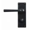 Padstow Lever Handle on Backplate (Bathroom - Left Hand) - Flat Black