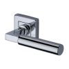 Heritage Brass Door Handle Lever on Rose Bauhaus Sq Design Polished Chrome Finish