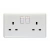 Eurolite Enhance White Plastic 2 Gang Switched Socket Double Poled White