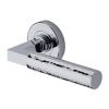 Heritage Brass Door Handle Lever on Rose Hammered Bauhaus Design Polished Chrome Finish