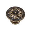 Floral Round Knob 035mm Distressed Brass finish