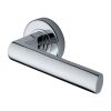 Heritage Brass Door Handle Lever Latch on Round Rose Poseidon Design Polished Chrome finish