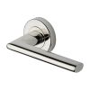 Heritage Brass Door Handle Lever Latch on Round Rose Admiralty Design Polished Nickel finish