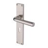 Heritage Brass Octave Lever Lock Door Handle on 200mm Plate Satin Nickel finish