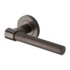 Heritage Brass Door Handle Lever on Rose Phoenix Knurled Design Matt Bronze Finish