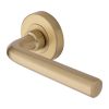 Heritage Brass Door Handle Lever Latch on Round Rose Octave Design Satin Brass finish
UK Registered Design Number 6228267