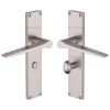 Heritage Brass Gio Bathroom Set Door Handle on 200mm Plate Satin Nickel finish