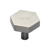 Heritage Brass Cabinet Knob Hexagon Design 32mm Satin Nickel finish