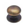 Heritage Brass Cabinet Knob Victorian Round Design with base 32mm Antique Brass finish