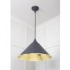 Hammered Brass Hockley Pendant in Slate