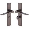 Heritage Brass Gio Bathroom Set Door Handle on 200mm Plate Matt Bronze finish