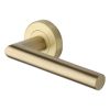 Heritage Brass Door Handle Lever Latch on Round Rose Athena Design Satin Brass finish