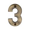 Heritage Brass Numeral 3 Face Fix 76mm (3") Antique Brass finish