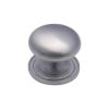 Heritage Brass Cabinet Knob Victorian Round Design with base 25mm Satin Chrome finish