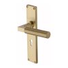 Heritage Brass Bauhaus Knurled Lever Lock Door Handle on 200mm Plate Satin Brass finish