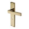 Heritage Brass Delta Hammered Lever Lock Door Handle on 200mm Plate Polished Brass finish