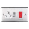 Eurolite Enhance Decorative 45Amp Switch with a socket Satin Stainless Steel