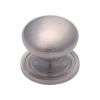 Heritage Brass Cabinet Knob Victorian Round Design with base 48mm Satin Nickel finish