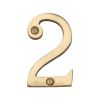 Heritage Brass Numeral 2 Face Fix 51mm (2") Polished Brass finish