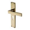 Heritage Brass Delta Hammered Euro Profile Door Handle on 200mm Plate Polished Brass finish