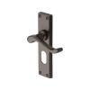 Heritage Brass Door Handle for Oval Profile Plate Bedford Design Matt Bronze finish