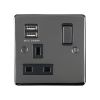 Eurolite Stainless Steel 1 Gang USB Socket Black Nickel