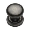 Rustic Pewter Cabinet Knob Round Design on Plate 32mm