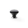 Alexander & Wilks - Ceramic Cupboard Knob - Black Knob - Polished Chrome Rose