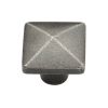 Rustic Pewter Cabinet Knob Square Pyramid Design 32mm