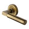 Heritage Brass Door Handle Lever on Rose Bauhaus Design Antique Brass Finish