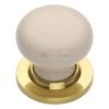 Cream Crackle Knob with Polished Brass base