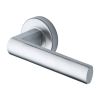 Heritage Brass Door Handle Lever Latch on Round Rose Poseidon Design Satin Chrome finish