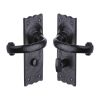 The Tudor Door Handle for Bathroom Colonial Design Black Iron