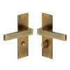 Heritage Brass Door Handle for Bathroom Metro Design Antique Brass finish