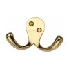 Heritage Brass Double Coat Hook Polished Brass finish