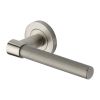 Heritage Brass Door Handle Lever on Rose Phoenix Knurled Design Satin Nickel Finish