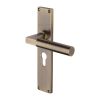 Heritage Brass Bauhaus Euro Profile Door Handle on 200mm Plate Antique Brass finish