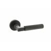 Millhouse Brass Cartwright Knurled Lever Door Handle on Round Rose - Matt Black