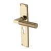 Heritage Brass Bauhaus Knurled Euro Profile Door Handle on 200mm Plate Polished Brass finish