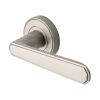 Heritage Brass Door Handle Lever Latch on Round Rose Century Design Satin Nickel finish