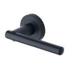 Heritage Brass Door Handle Lever Latch on Round Rose Challenger Design Matt Black finish